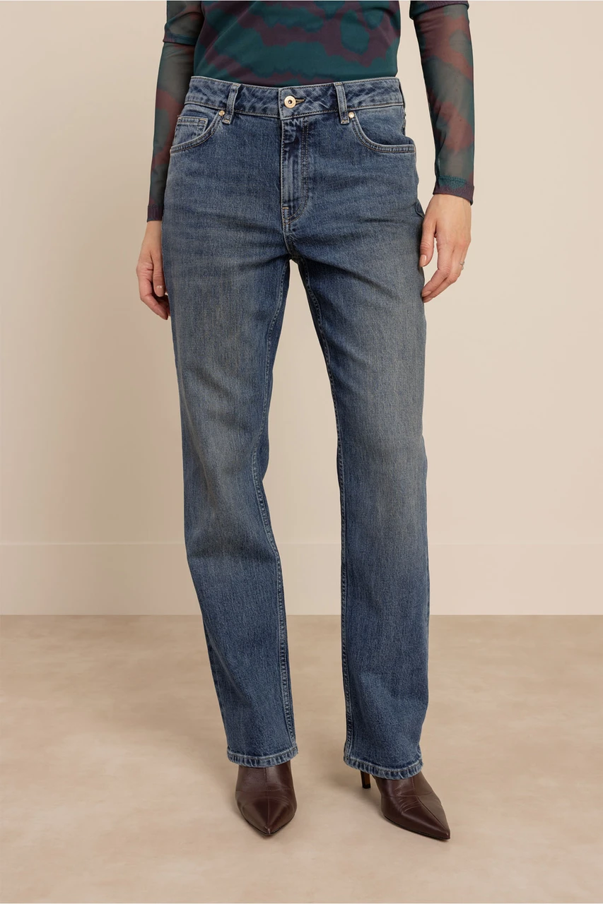 Studio Anneloes Sage Straight Denim Trousers Vintage Stone